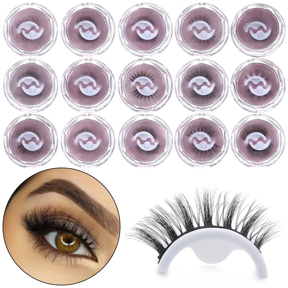 SKONHED 1 Pair Eye Extension Tools Wispy Thick 3D Mink Self-adhesive False Eyelashes Reusable Natural Curly