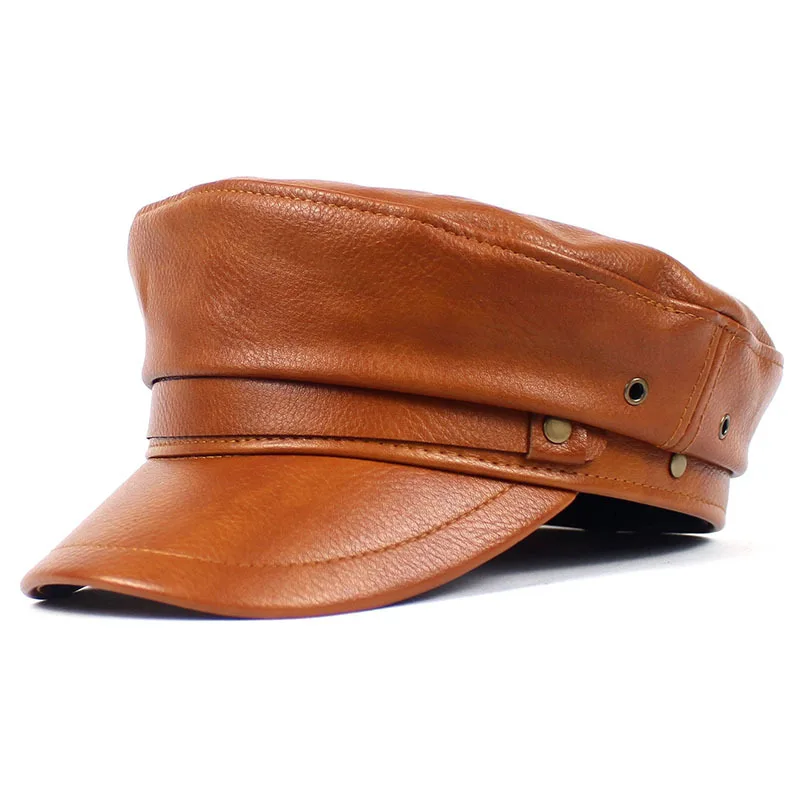 Black PU hat ladies retro hat leather beret ladies autumn and winter hat sailor hat bonnet women hat bonnet