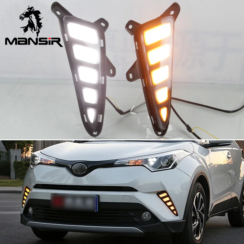 

LED Daytime Running Light For Toyota C-HR CHR 2016 2017 2018 12V Yellow Turn Signal Bumper Lamps 12V LED DRL