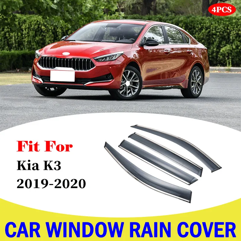 Car Cover Window Glass Wind Visor Rain Sun Guard Vent Frame For Kia K3 2019-2020 Weather Shield Deflector Car Accessories