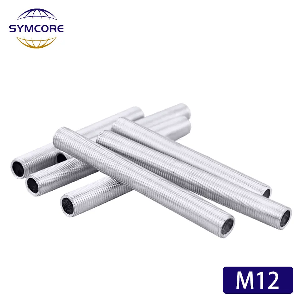 

2P M12 Hollow Full Tooth Tube Screw Outer Tooth Tube Straight Tube Straight Rod Screw Nut Chandelier Table Lamp Galvanized Screw