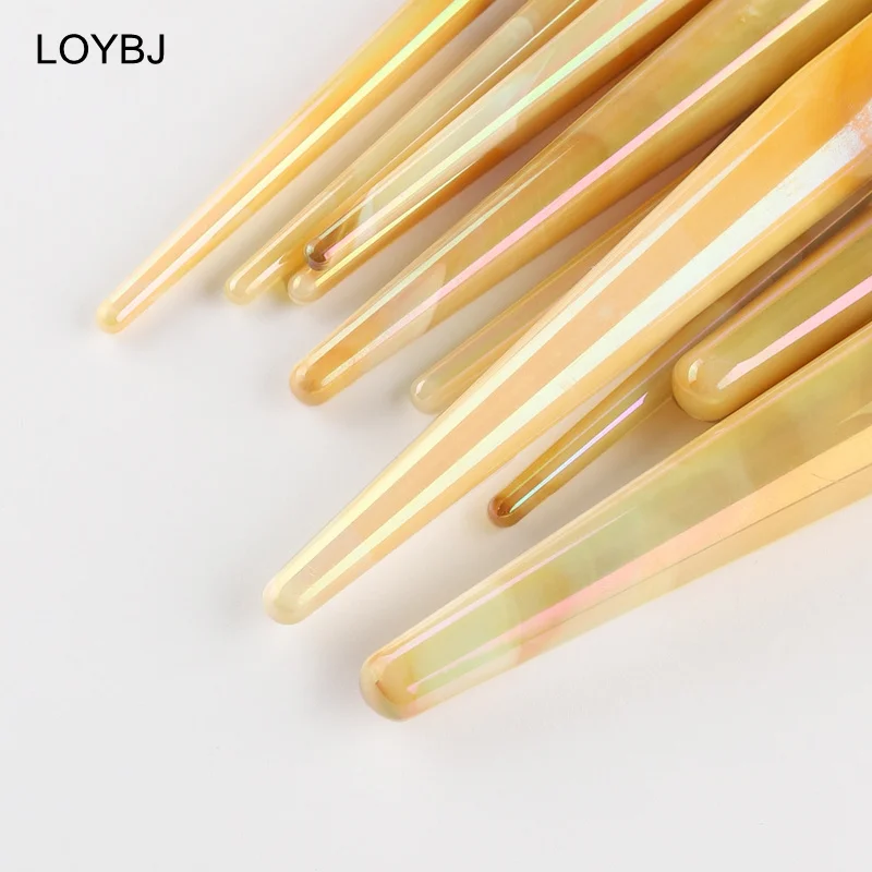 LOYBJ 10Pcs Jade Makeup Brushes Set Powder Foundation Blush Contour Brush Concealer Eyeshadow Eyebrow Lip Detail Make Up Brush