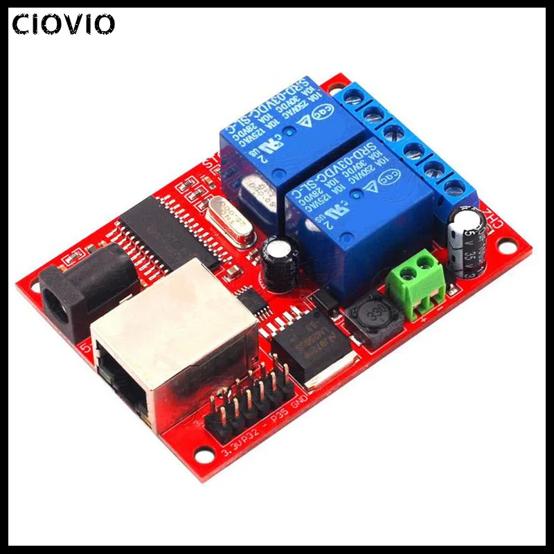 CIOVIO High standard LAN Ethernet 2 Way Relay Board Delay Switch TCP/UDP Controller Module WEB Server