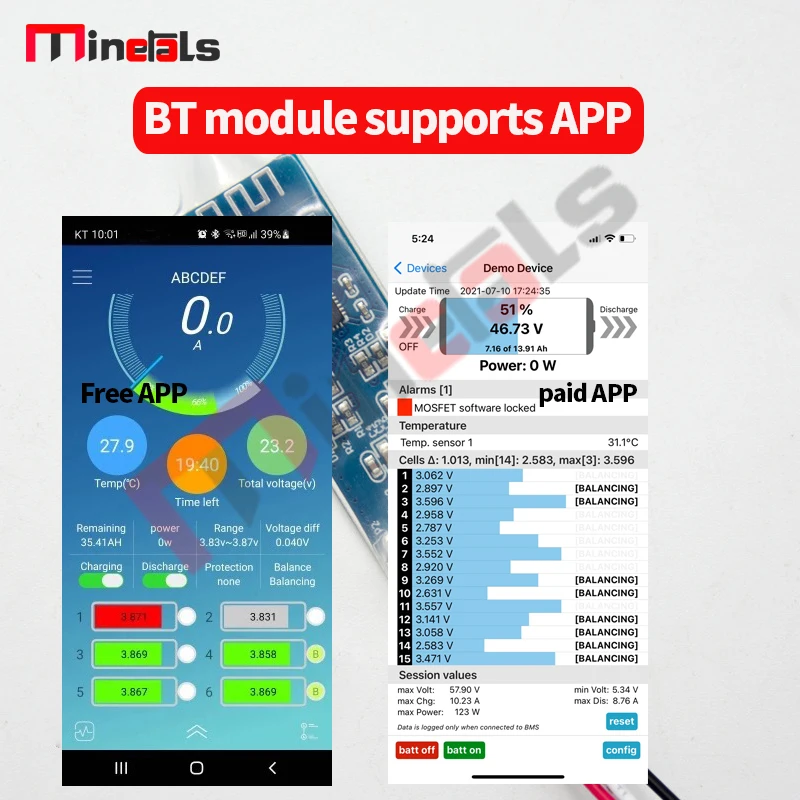 Smart BMS 80A 100A obsługuje BT 7S 8S 24V 9S 10S 36V li ion LiFePo4 wspólny Port z inteligentnym tablica zabezpieczająca baterię oprogramowania