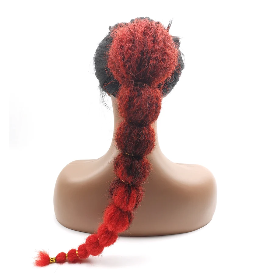 Afro Puff Curly Hairpiece Ponytail Hair Extension Synthetic Marley Braids False Pigtail for Black Women Drawstring Chignon Tail