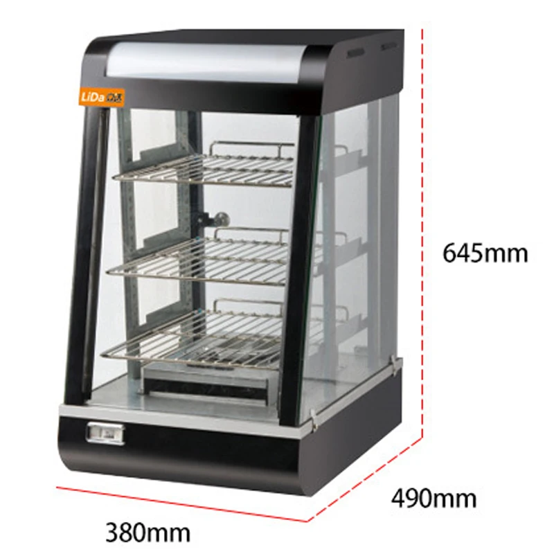 LD-604 Commercial Incubator, Cooked Food Heating Incubator, Small Desktop Egg Tart Burger Cooked Food Display Cabinet