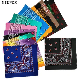 Desain Baru Fashion Hip Hop Kapas Bandana Square Mete Syal Ikat Kepala Tie Dye Hitam Merah Paisley Hadiah untuk Wanita/Pria/Anak Laki-laki / Perempuan 12 bandana kuning penjualan terbaik - №