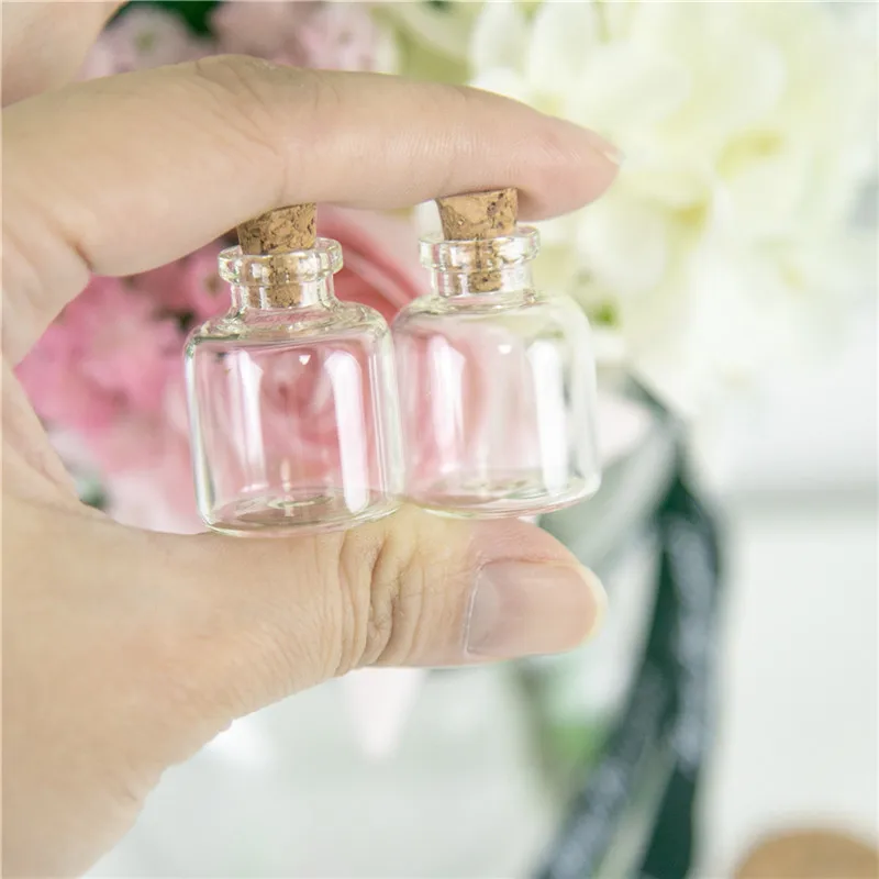 24PC Mini Transparent Glass Cork Bottles Crafts Vials Clear Glass Empty Wishing Bottles 4ml 10ml 100ml Jars Containers Diy Vials