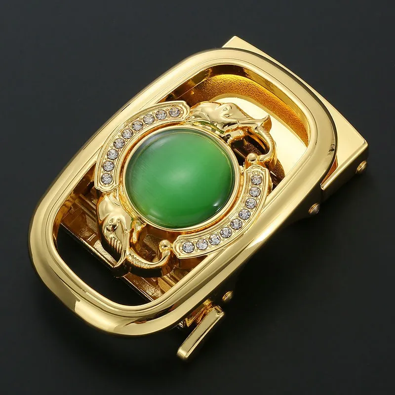 

2024 Jade Belt Buckle Men Inlaid Agate Stone Automatic Buckle Auspicious Alloy personality Buckle Special offer