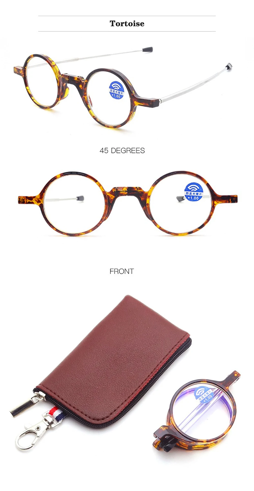 Runde (8) Mode Faltbare Lesebrille Für Frauen Protable Smart Gläser Mit Fall Rahmen Brillen Männer gafas de lectura – Detail 5