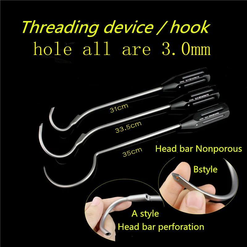 Orthopedic instrument medical titanium cable tow hollow threading device Wire guide hook Reduction forceps steel wire guider AO