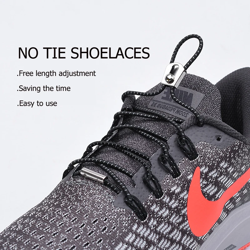 No Tie Shoelaces Elastic Shoe Laces with Metal Lock for Sneakers Hiking Boots or Running Tennis Sports Shoes