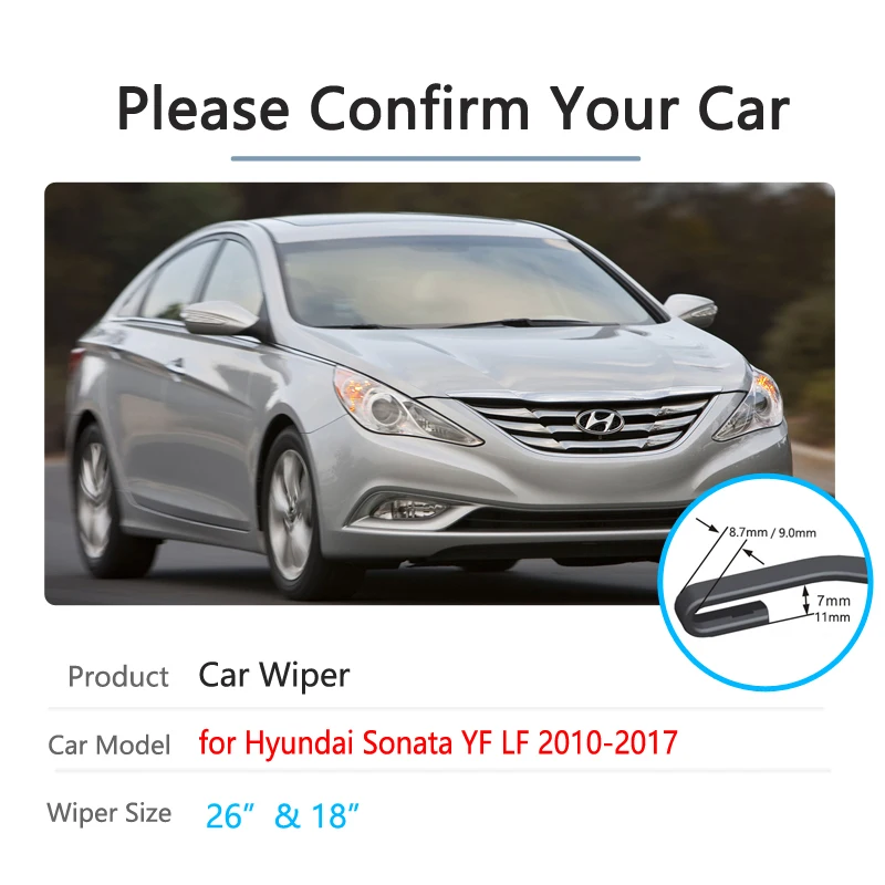 for Hyundai Sonata YF LF 2010~2017 Car Wiper Blade Windscreen Windshield Wipers Car Accessories 2011 2012 2013 2014 2015 2016