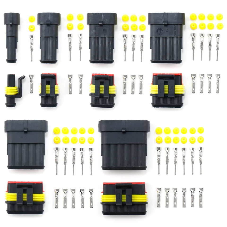 QitinDasen 8 Sets Connecteurs Électriques 5 Broches Imperméables - Kit Prise Fiche Étanche Scellé Pour Voiture Camion Bateau