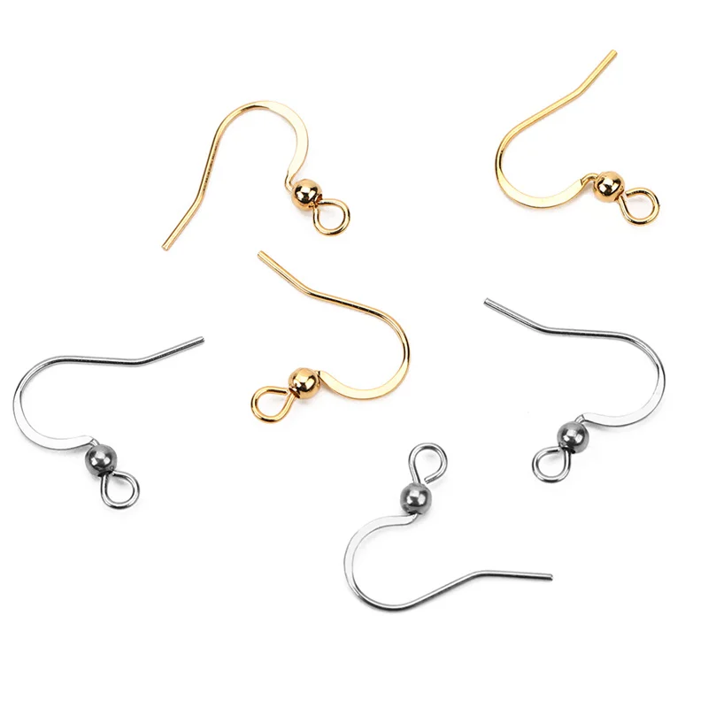 50pcs Stainless Steel Hypoallergenic Earring Hooks 17*20mm Gold Color Earring Clasp Wire Diy Jewelry Making Findings Accessories