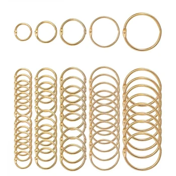 5Pcs 15-30mm Metal Notebook Rings Gold Binder Hinged Ring School Loose Leaf Opening Circle Hoops Scrapbook Album Binding Ring