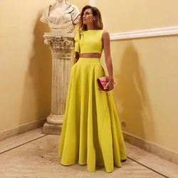 STYLISH LADY Yellow Two Piece Set Women 2024 Autumn One Shoulder Crop Top and Long Big Swing Skirt Set Elegant 2 Piece Outfits