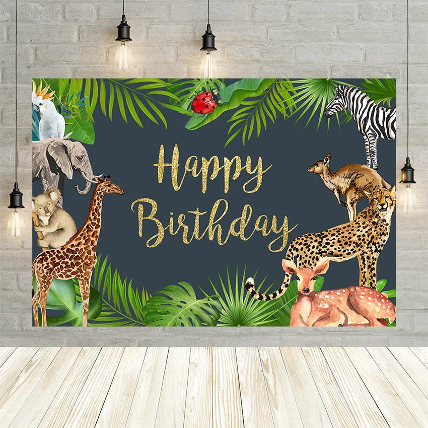 

Avezano Jungle Forest Boy Birthday Party Background For Photography Wild Animals Green Leaf Backdrop Customize Photo Studio Prop