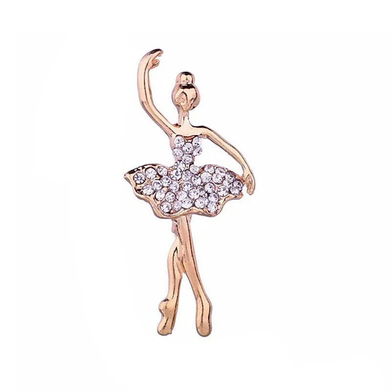 Fashion Shinning Crystal Dancing Girl Brooches Rhinestones Ballerina Brooch Pin Fashion Women\'s Decoration Pin