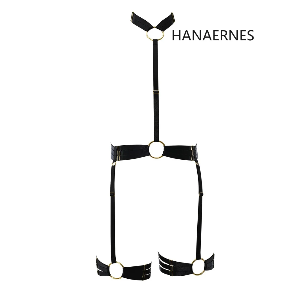 Hanaernes Hitam Elastis Erotis Lingerie Garter Belt Wanita Hari Valentine Erotis Harness Pakaian Dalam Tubuh Menahan Diri Belt Set