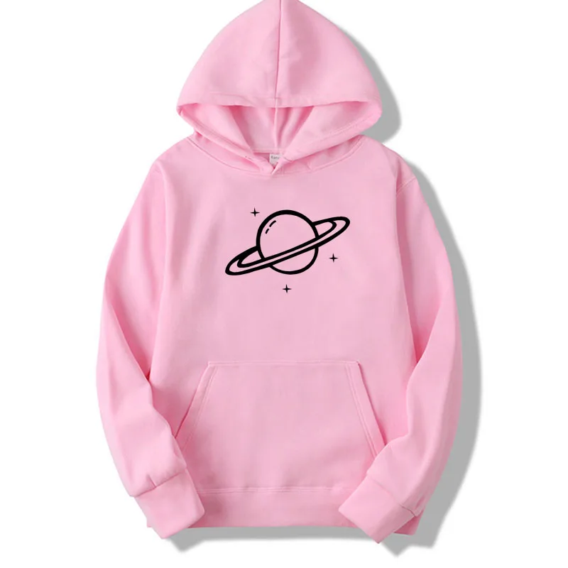 

Women Hoodies Casual Saturn Planet Print Solid Loose Drawstring Sweatshirt Long Sleeve Hooded 2020 Autumn Female Pullover