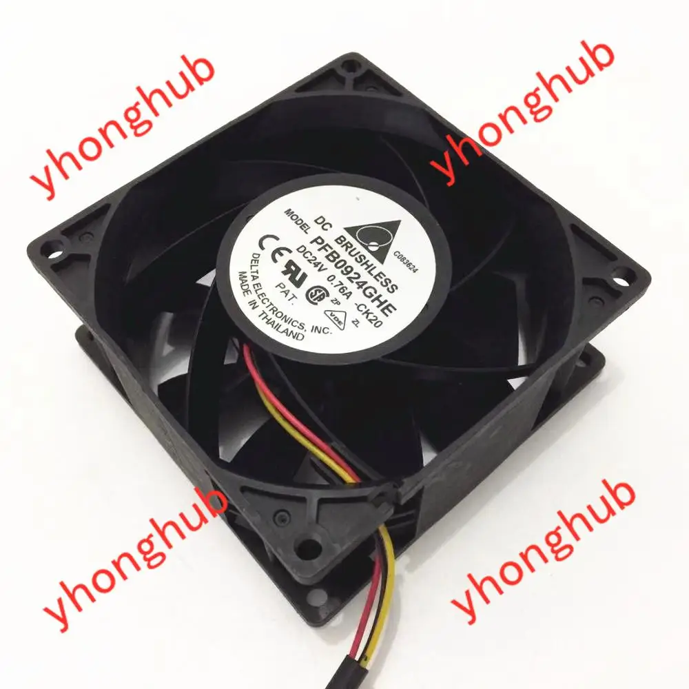 

Delta Electronics PFB0924GHE CK20 Server Cooling Fan DC 24V 0.76A 92X92X38mm 3-wire