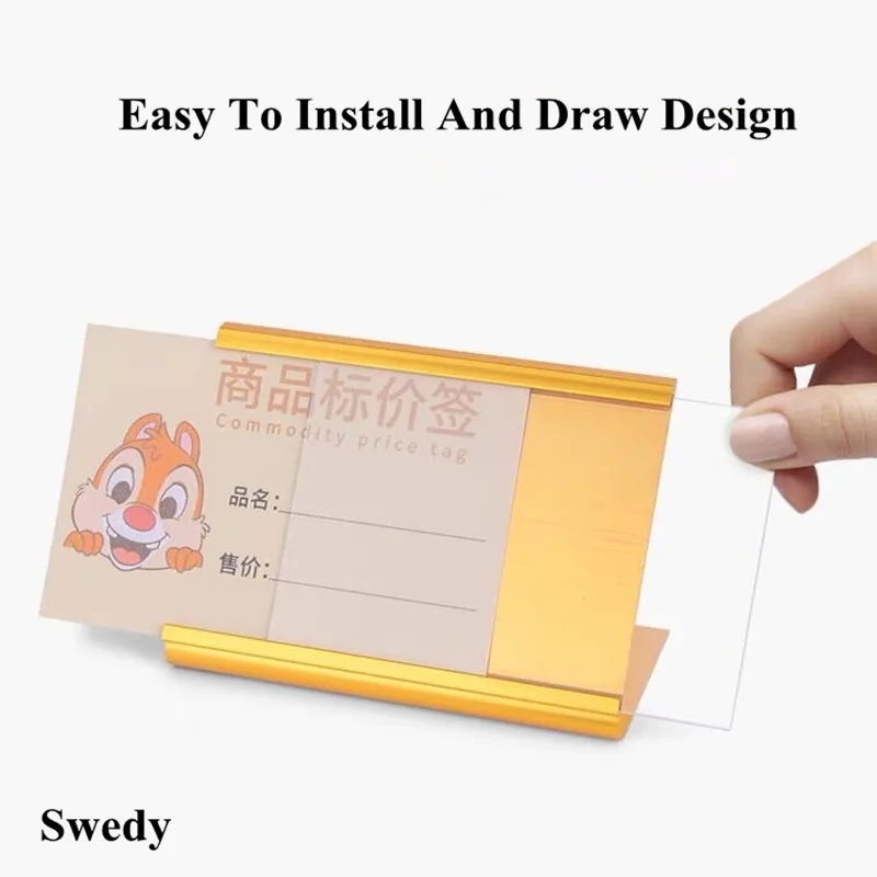 85x65mm Aluminum Mini Sign Holder Display Stand Horizontal Slanted L-Shape Name Card Price Card Tag Label Counter Top Stand