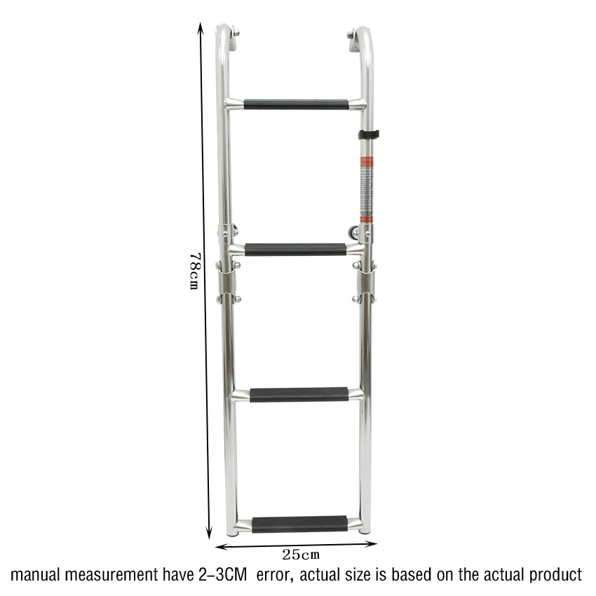 Marine เรือสแตนเลสสตีล Telescopic บันไดพับ4ขั้นตอนเรือบันได Boarding บันไดสำหรับ Marine Deck นอกแพลตฟอร์มว่ายน้ำ