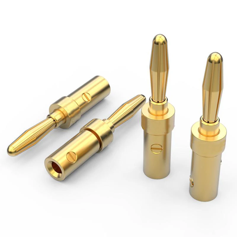 4 pezzi 24K rame placcato oro Banana altoparlante spina connettore adattatore Audio connettori a Banana per amplificatori a filo per altoparlanti