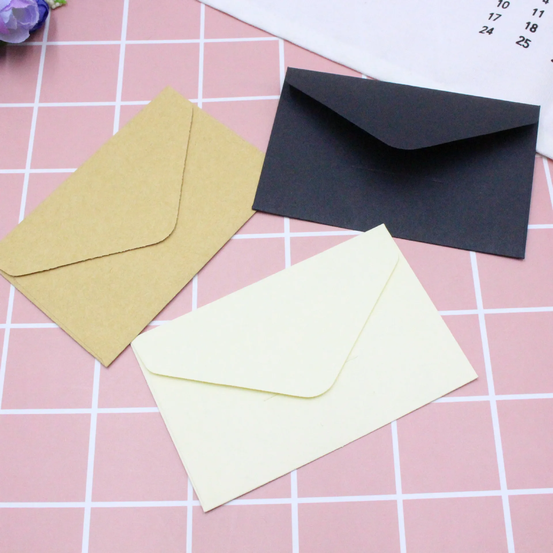 10PC Classical White Black Kraft Blank Mini Paper Window Envelopes Wedding Invitation Envelope Gift Envelope