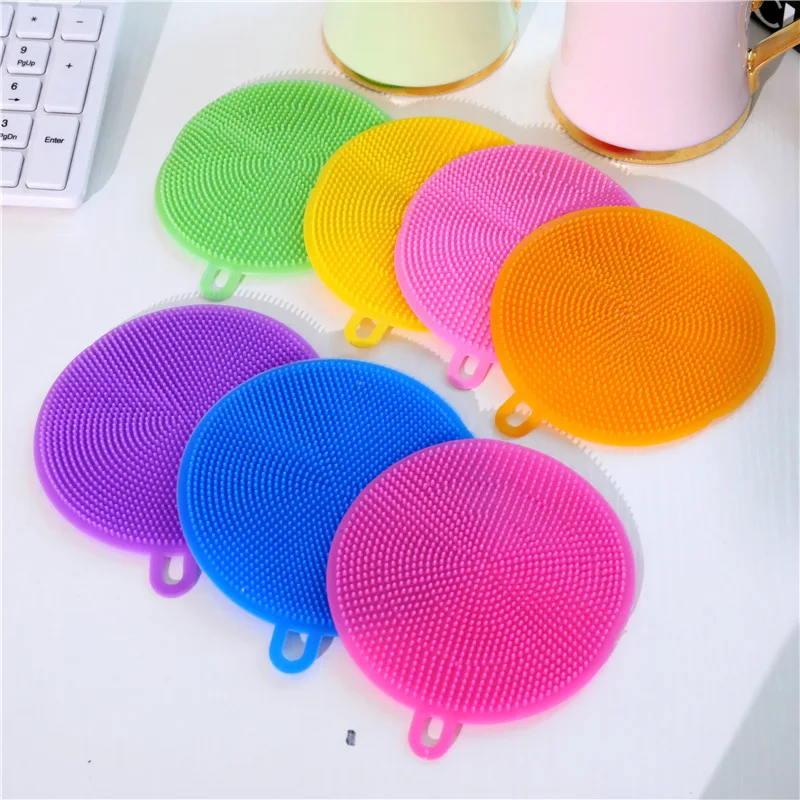 1PC Silicone Cleaning Brush Dishwashing Sponge Multi-functional Fruit Vegetable Cutlery Kitchenware Brushes Kitchen Tools