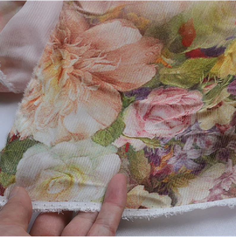 Silk chiffon pink flowers opaque thickened size 140x100com thickened dress fabric scarf headband limited edition sold out no rep