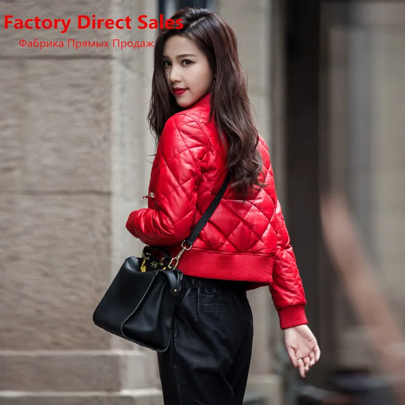 Genuine Leather Jacket 2020 Real Sheepskin Coat Female Down Jacket Winter Jacket Women Streetwear Baseball Jackets MY