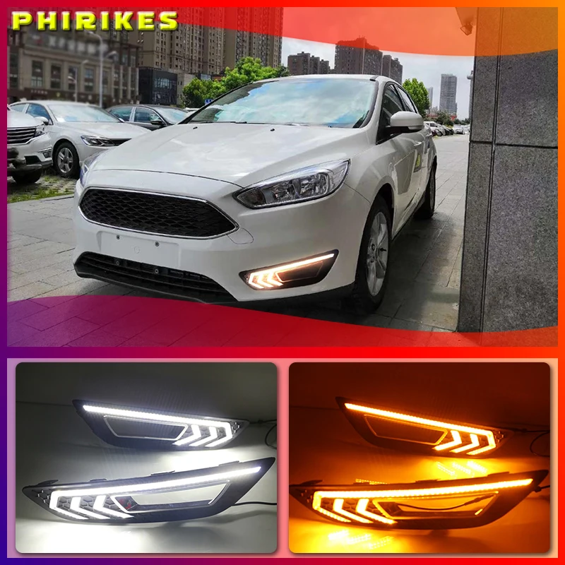 

2PCS ForFord Focus 3 mk3 2015 2016 2017 2018 Turn signal and dimming style Relay 12V LED Car DRL daytime running light Fog lamp