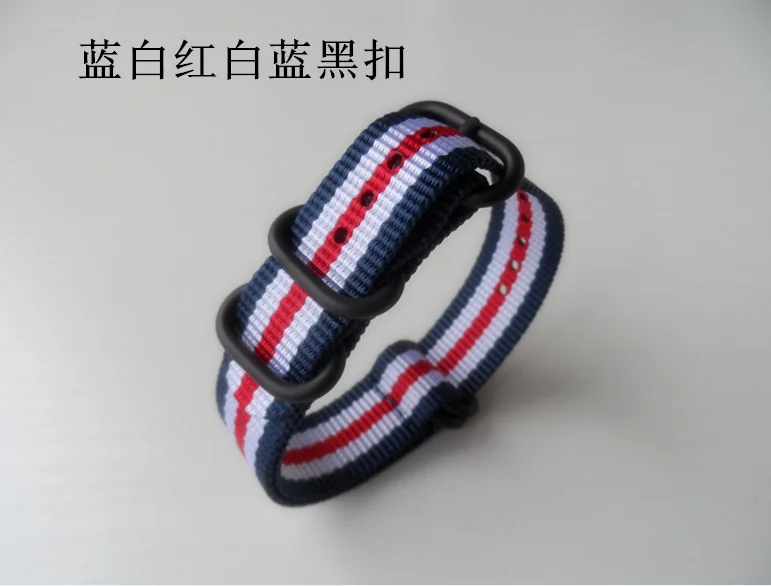 Strap Wholesale 18 Color Heavy Duty Nylon Watchband 18mm 20mm 22mm 24mm Stripe Rainbow Canvas Replacement bracelet