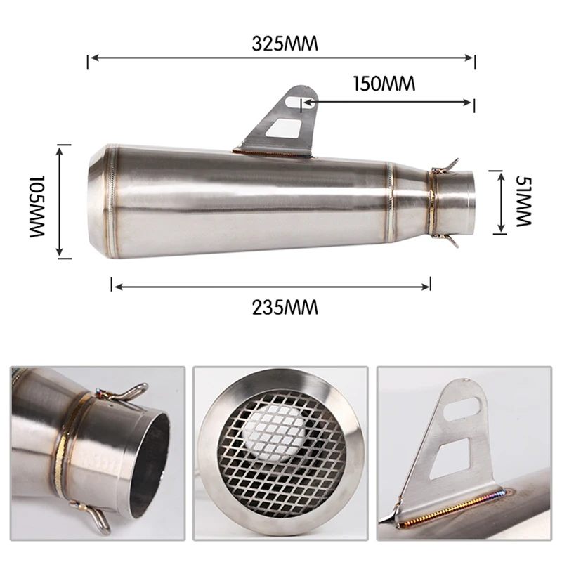 Motorcycle refitted stainless steel barrel large displacement straight barrel sports car with net cover sound exhaust pipe unive