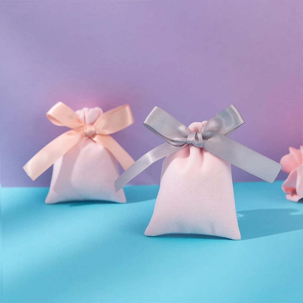50pcs Pink Velvet Drawstring Bags Can Personalized Cute Jewelry Packaging Bags Pouches Chic Wedding Party Favor Gift Bags Custom