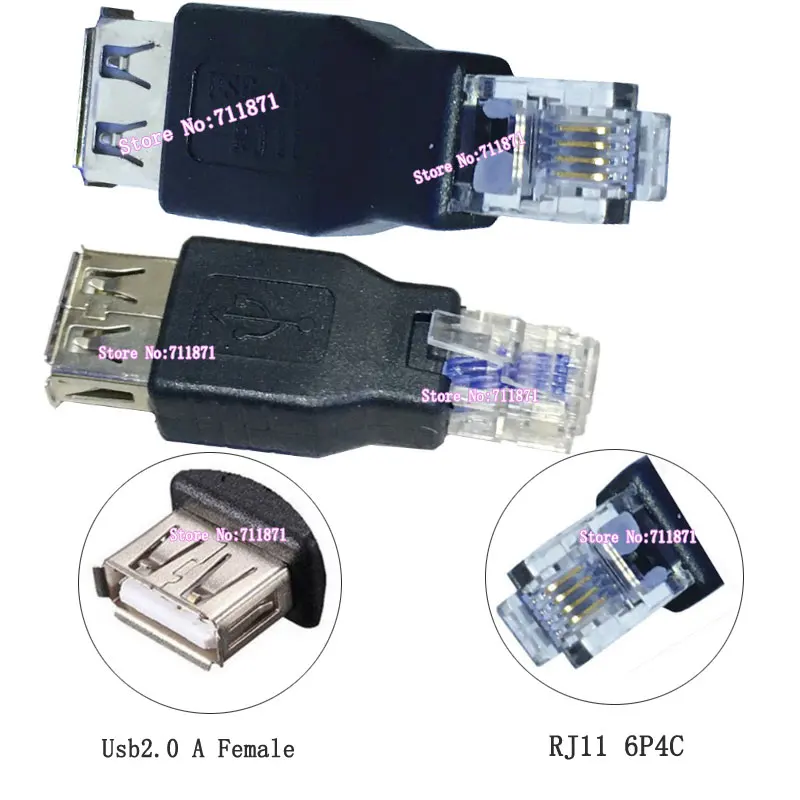 Connettore adattatore USB Rj11 Usb2.0 Femmina Rj11 6P4C connettore maschio Adattatore Cavo USB estendere connettore telefonico Rj11 Adattatore 6P4C