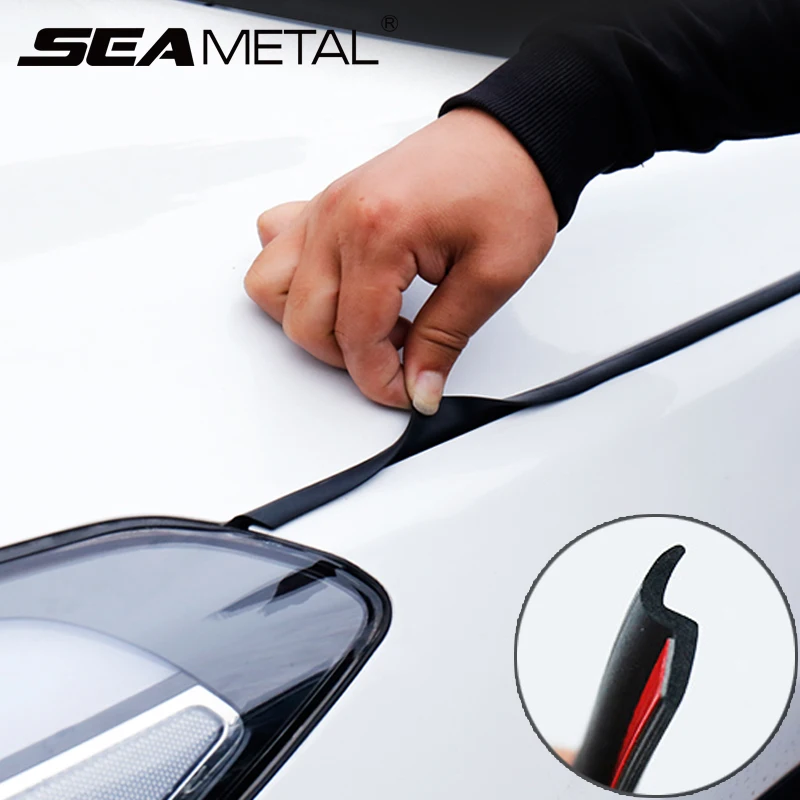 Car Sticker Hood Sealing Stripe Waterproof Dustproof Rubber Hood Gap Filler Noise Insulation Universal Auto Seal Strip Car Goods