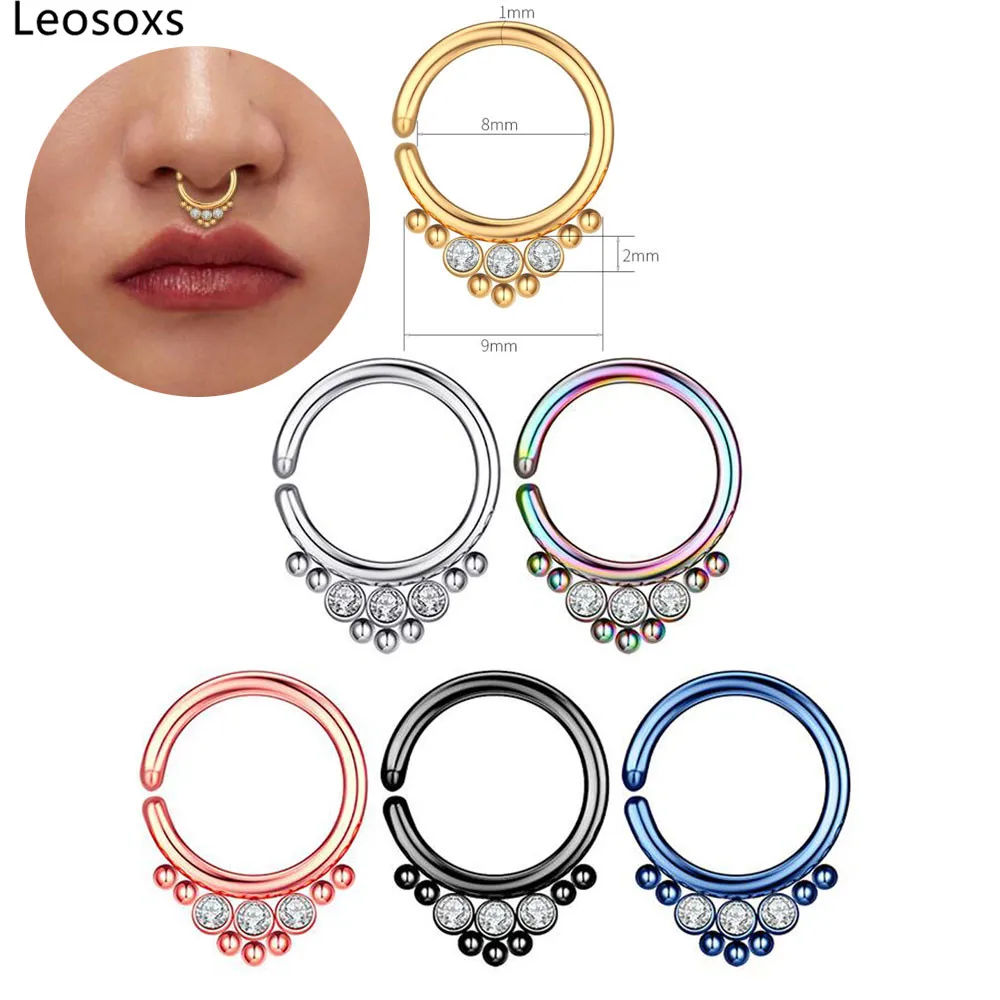 

Leosoxs 1pc Stainless Steel New Style Zircon Nose Ring Nose Clip Piercing Fashion Jewelry for Woman Men