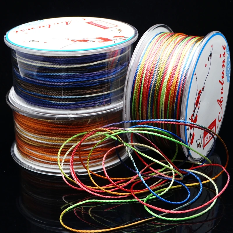 About 0.9mm thick Gradation dyeing strand Multicoloured line Cotton nylon line DIY Knit bracelet thread inelasticity cord