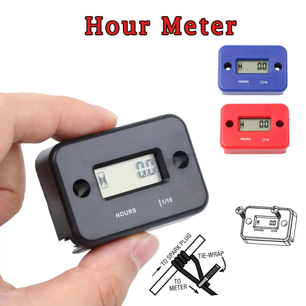 Inductive Digital Hour Meter gauge LCD Display Hour Meter for Bike Motorcycle ATV Snowmobile Boat Ski Dirt Gas Engine