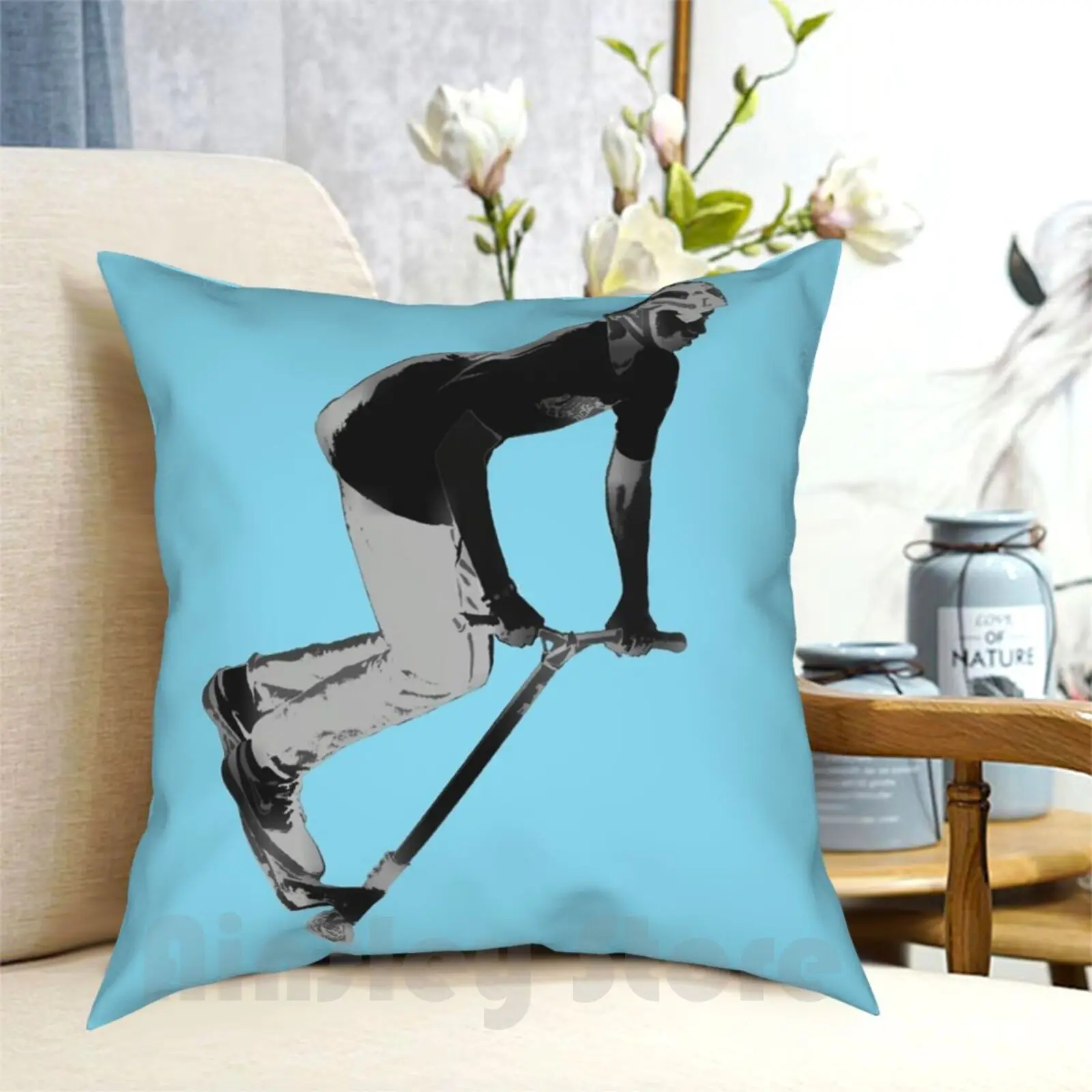 Speedster-Stunt Scooter Boy Pillow Case Printed Home Soft Throw Pillow Scooter Stunts Scooter Stunts Summer Sports Stunt