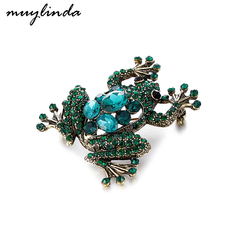 Muylinda Green Frog Brooches For Women Vintage Rhinestone Brooch Pins Designer Animal Pin Best Gift