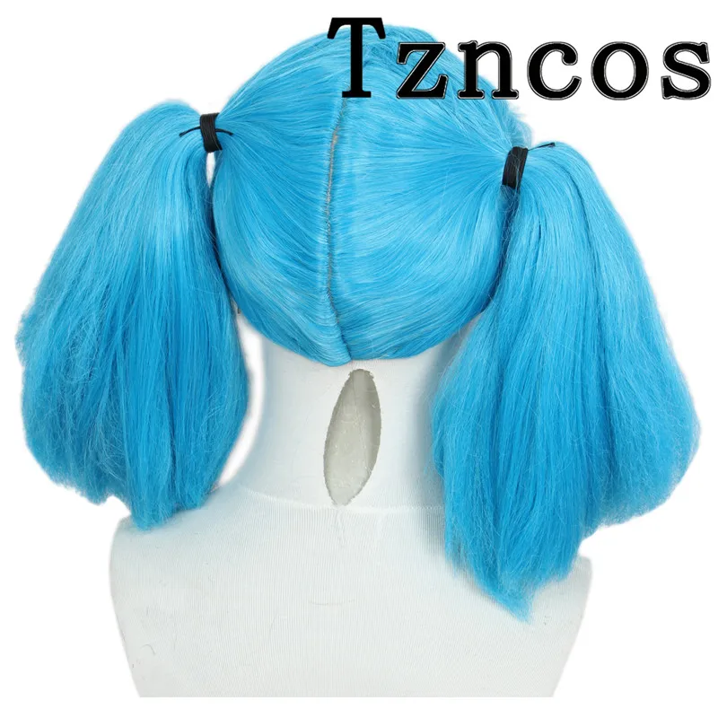 Tzncos Sally Dark Bule Short Wig Heat Resistant Synthetic Hair face