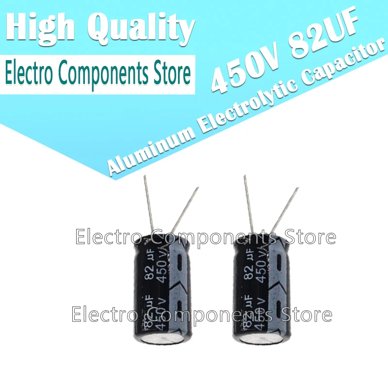 

50PCS/Lot 450v 82uf 450v82UF High Frequency Low ESR Aluminum Electrolytic Capacitor Size 18*30MM Tolerance 20% Plug-in