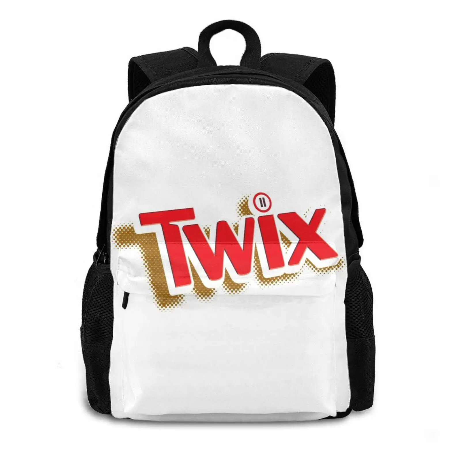 Twix Logo 3d Print Design Backpack Casual Bag Twix Mars Logo Bar Chocolatebar Energy Biscuits Break Pop Caramel Nuts