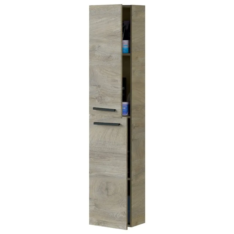 Column bathroom Athena 2 doors toilet Oak Alaska Industrial modern storage furniture 150x30x25 cm