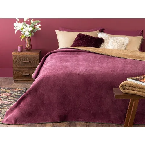 English Home Plain Cotton Single Blanket 150x200 cm Dark Beige-Purple