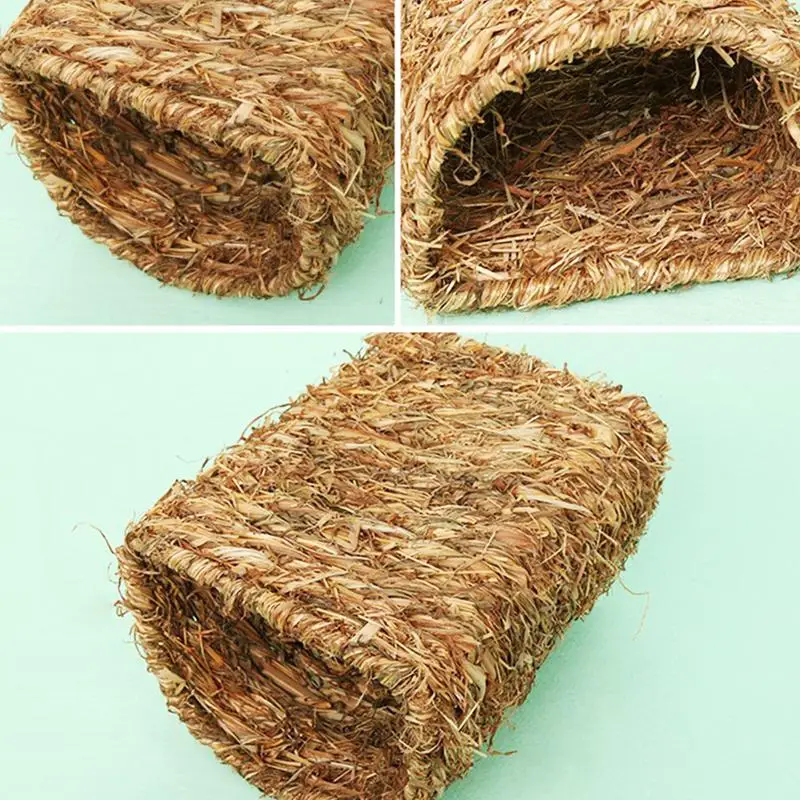 Handwoven Straw Pet Nest Foldable Durable Hamster Playing Sleeping Nest For Rabbit Guinea Pig House Pet Supplies Nest